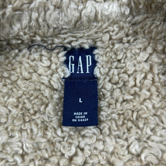 GAP Denim Jacket Women's Large Sherpa Lined Trucker Style Y2K Distressed VTG - Picture 6 of 10